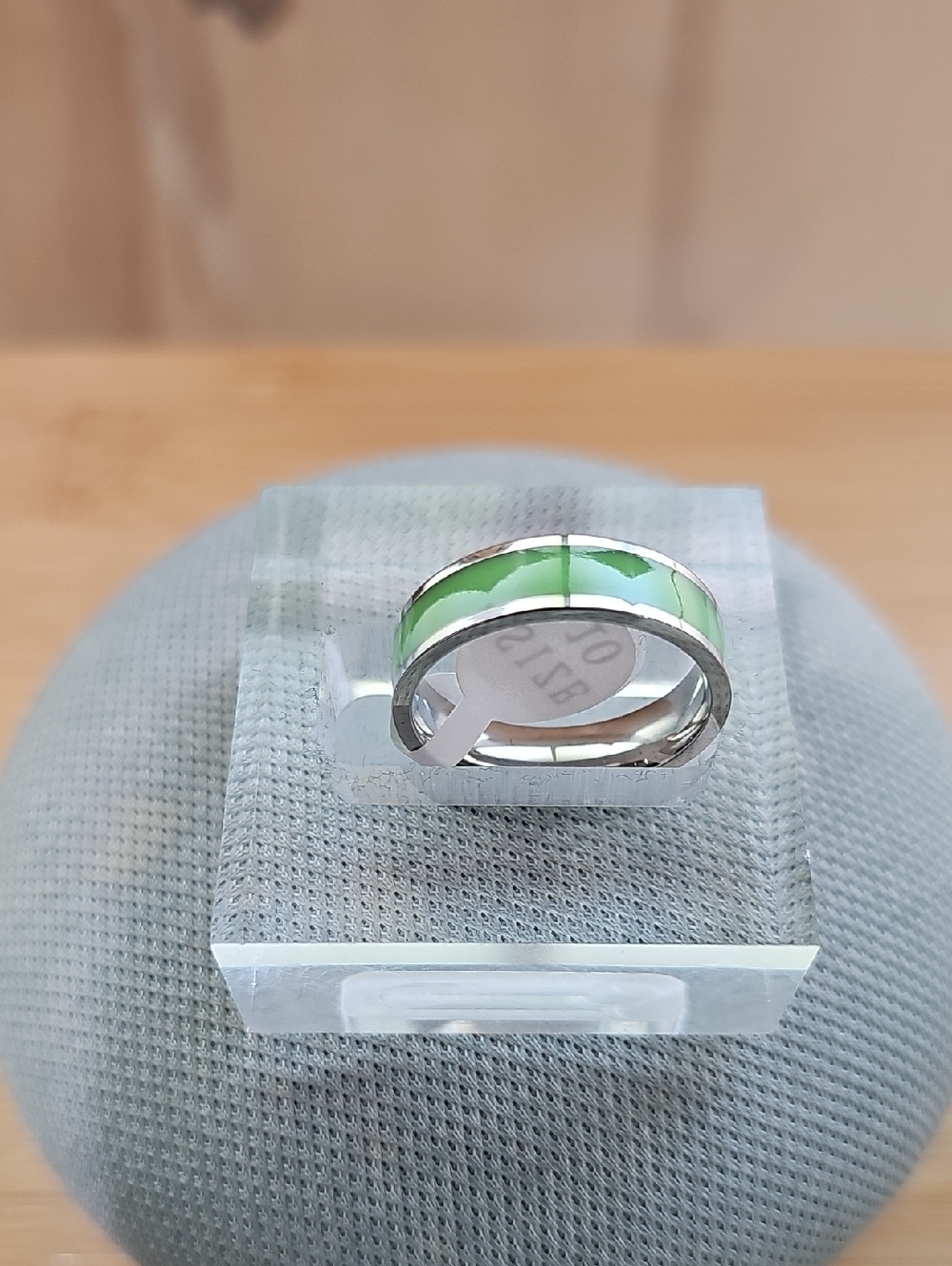 Green Enamel Stainless Steel Band Ring